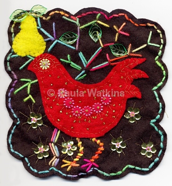 Partridge and pear tree for Christmas card - Artwork for commissions