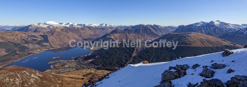 The Nevis Range, Glen Coe & Loch Leven from Sgorr Bhan, Highland - Panoramic format