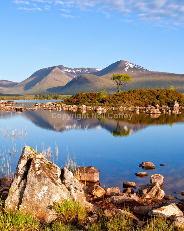 Lochan na h'Achlaise & Black Mount, Rannoch Moor, Highland - Portrait format