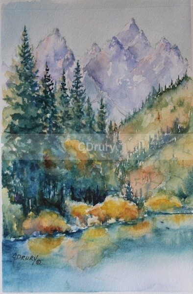 WCL10101 String Lake #1 - Watercolor Landscape GTNP