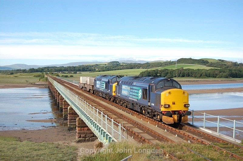 12.7.12 - 37606 & 37612 6K73 Sellafield - Crewe, Eskmeals viaduct - Cumbrian Coast (north to south)