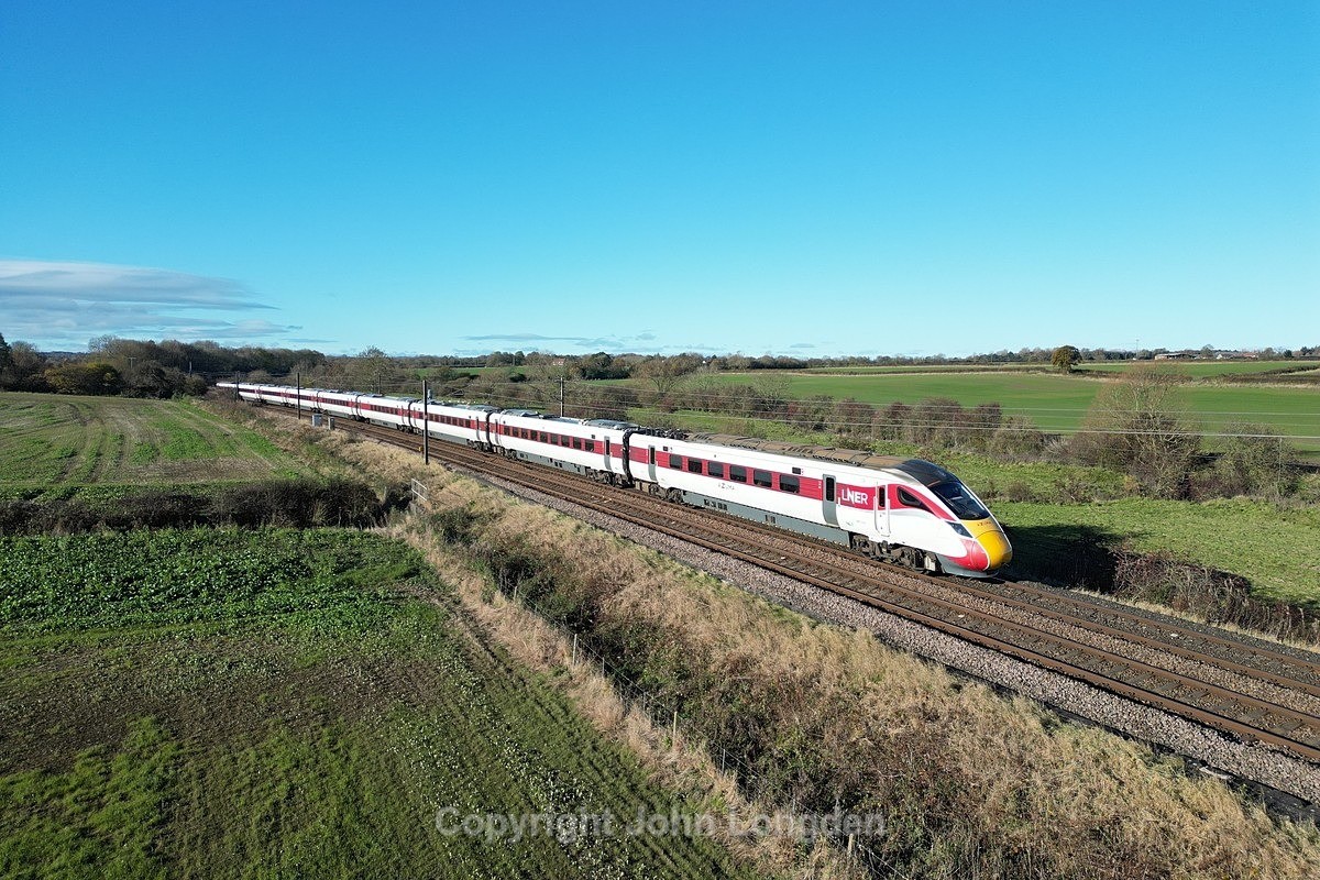 JL - 11.11.23 801210 1S07 08:00 London KX - Edinburgh, Ricknall Grange - East Coast Main Line (north to south)