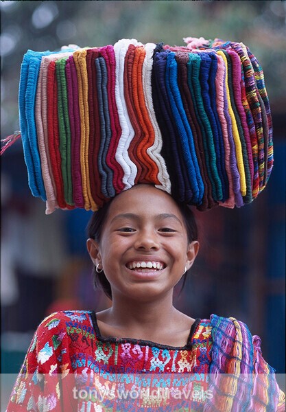 Girl with blankets on head, Chichicastenango, Guatemala, - Children