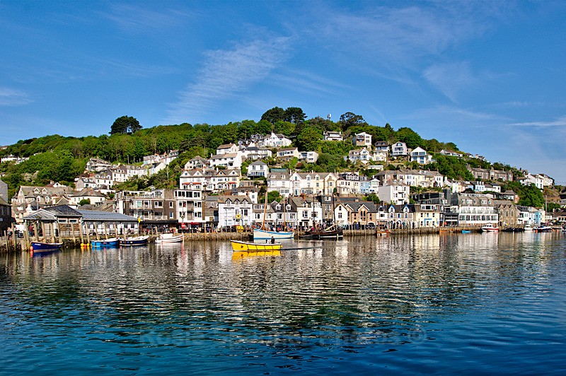 Reflections Looe and yellow ferry boat - Looe
