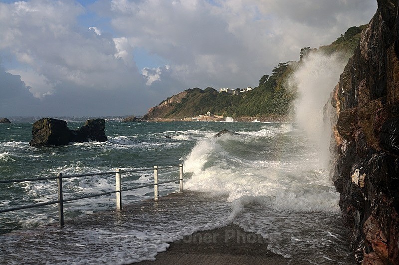 Rough Seas taken before the new chalet construction - Meadfoot Beach Torquay