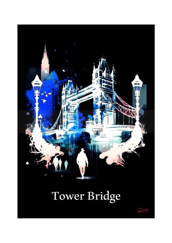 Tower Bridge Historical Structures Ink Paintings by Paul Duddell, Whispers & Strokes - Artist, Painter, and Photographer