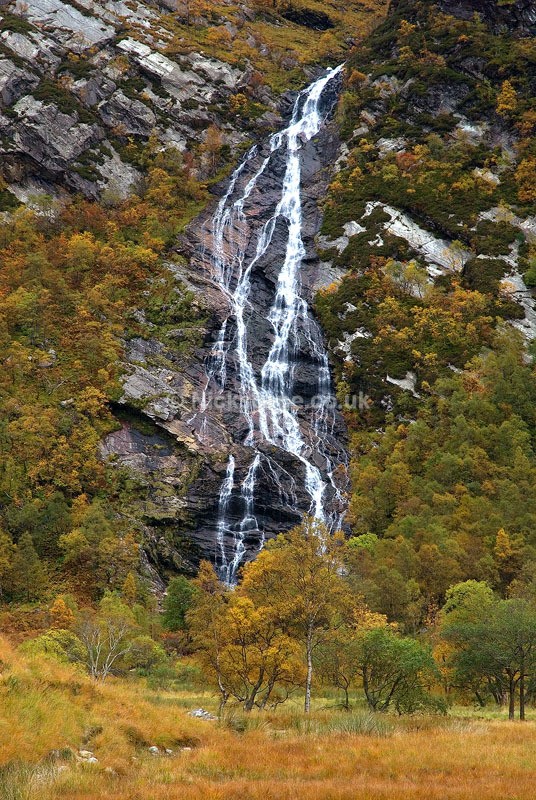 Steall Falls Waterfall in Autumn - John Muir Trust Glen Nevis Scotland