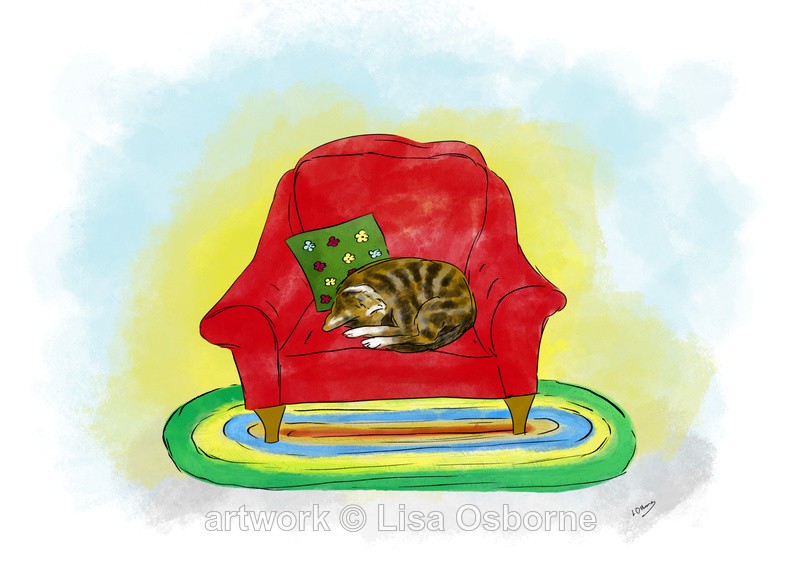 Cat on a red chair - DIGITAL ARTWORK