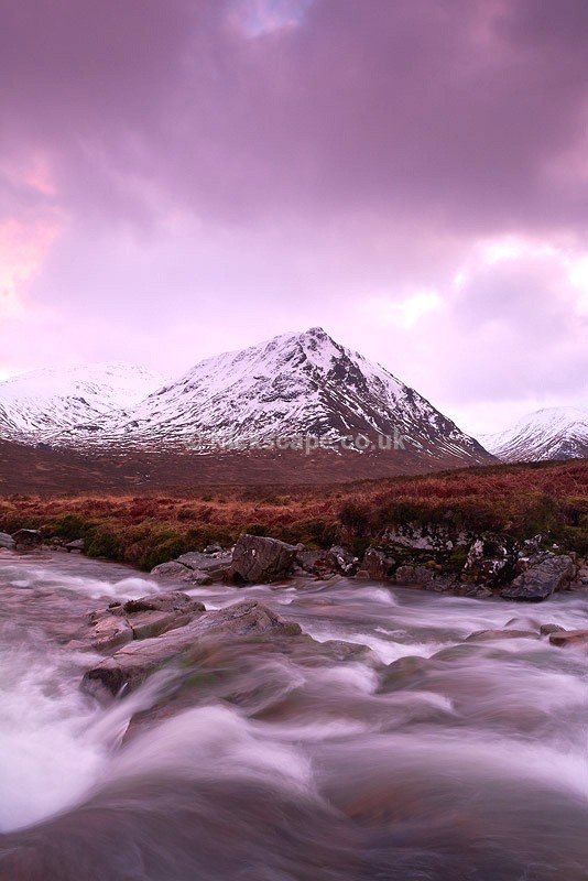 Winter Sunset | River Coupall in Glencoe | Photos from the Scottish Highlands