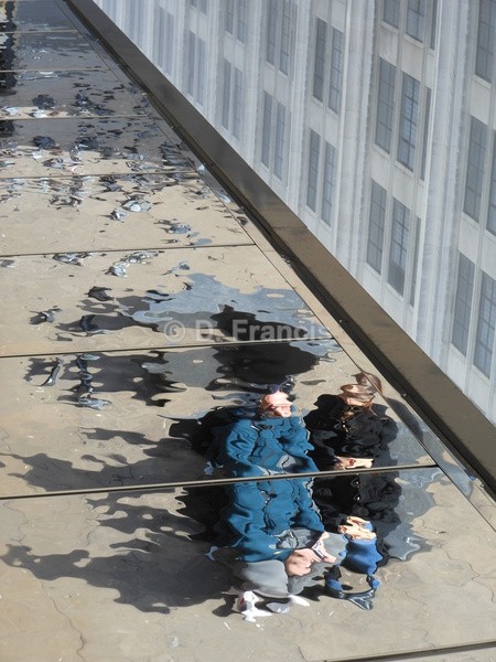 Reflections 1 (seated couple and pigeons) - Fine Art
