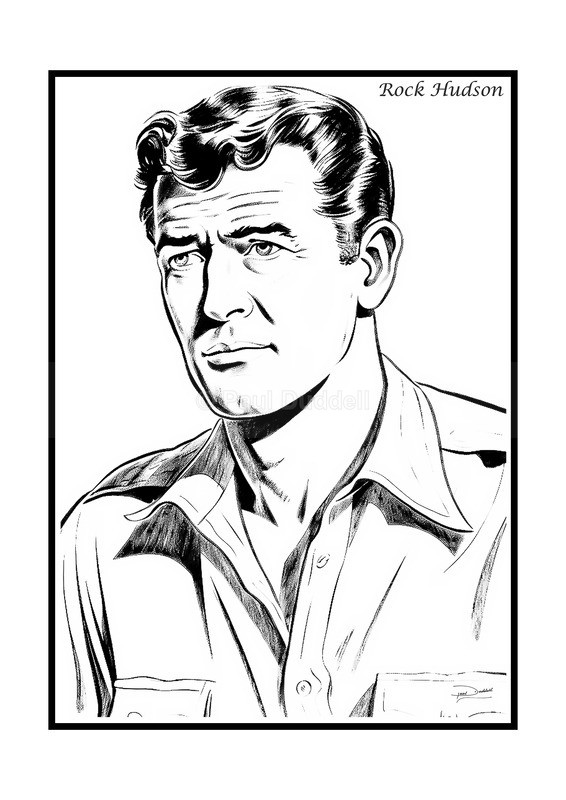 Rock Hudson Film Movie Poster Fine Art Print by Paul Duddell-Whispers & Strokes