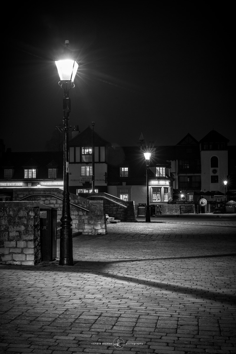 The Ship Inn and Lymington quay at night