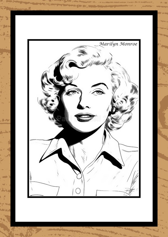 Marilyn Monroe Hand-Drawn Portrait - Legends of Film by Artist Paul Duddell