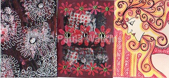 'Red' ATCs - Artist Trading Cards