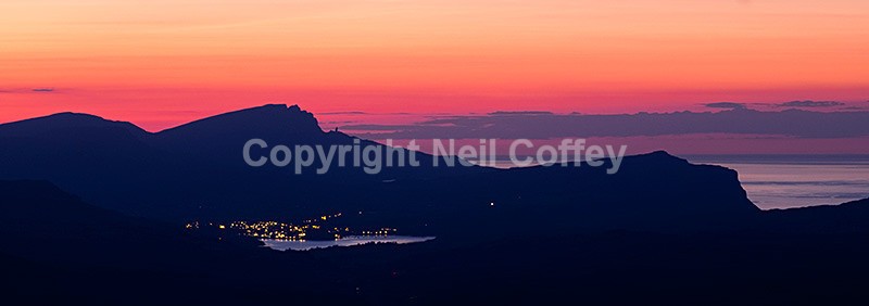 The Storr and Portree from Fionn Choire, Cuillin Hills, Isle of Skye2 - Panoramic format