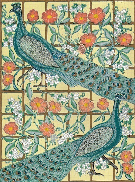 Peacock Trellis - Reduction Linocuts
