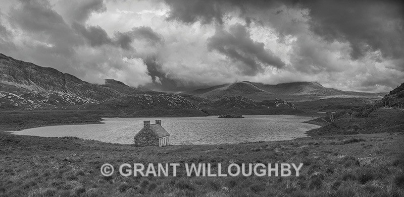 Loch Stack and Arkle Sutherland BW - Panorama
