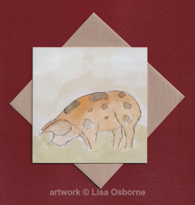 Gloucester old spot pig greetings card - GREETINGS CARDS