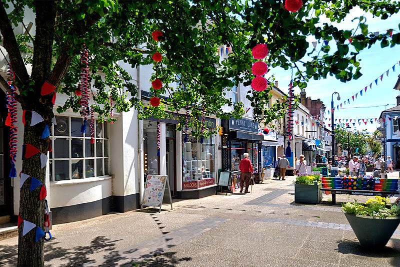 NEW TQ197 Wonderful St Marychurch Precinct in summer - Greetings Cards Torquay (Separate galleries for Cockington plus Meadfoot and Ansteys)