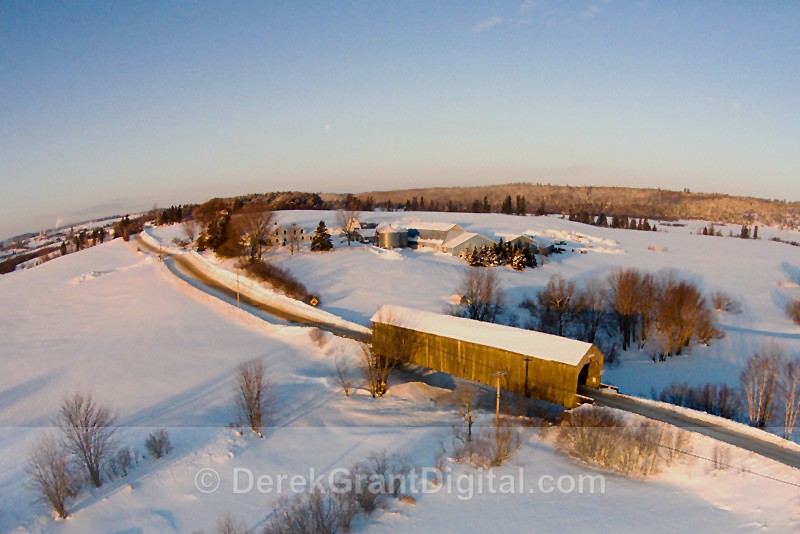 Smith Creek #1 Covered Bridge Roachville New Brunswick Canada Aerial - Covered Bridges of New Brunswick