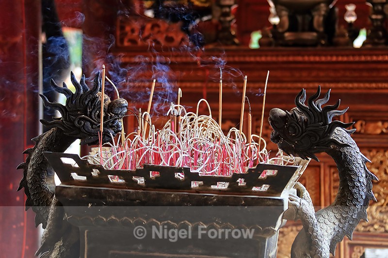 Incense burning, Temple of Literature, Hanoi, Vietnam - Vietnam
