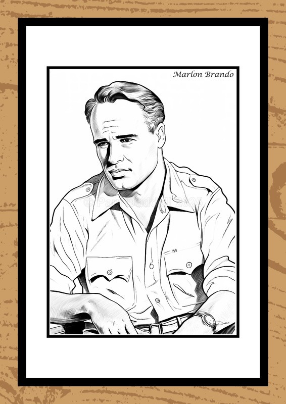 Marlon Brando Hand-Drawn Portrait - Legends of Film by Artist Paul Duddell