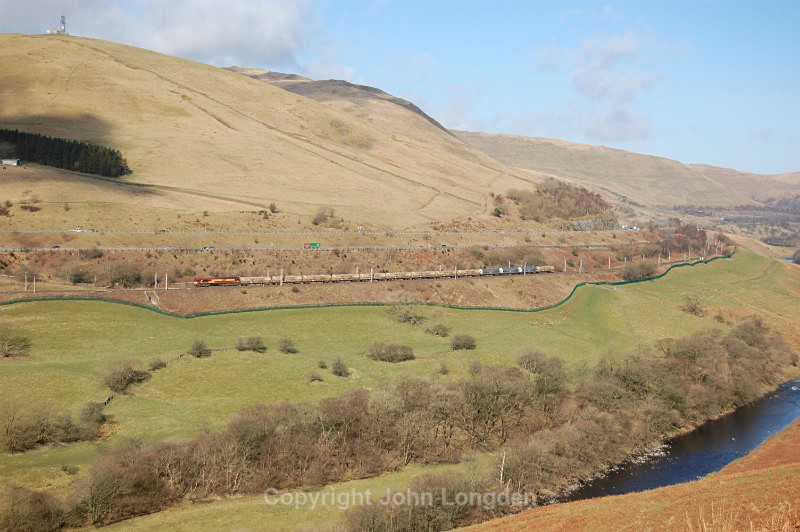 JL - 25.3.16 66103 6M00 Mossend - Clitheroe, Lune Gorge - West Coast Main Line (north to south)