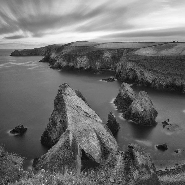 Fine Art Monochrome Of Dusk At Nohoval Cove, Co. Cork, Ireland.