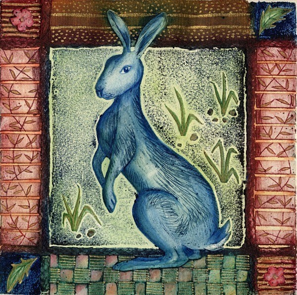 Listening Hare - Collagraphs