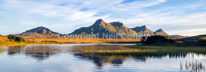 Ben Loyal across Lochan Hakel, Sutherland - Panoramic format