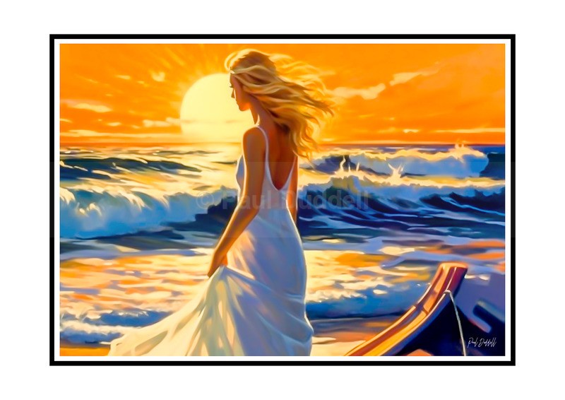 Love on Location, Bride on The Beach Paintings by Paul Duddell, Whispers & Strokes - Artist, Painter, and Photographer
