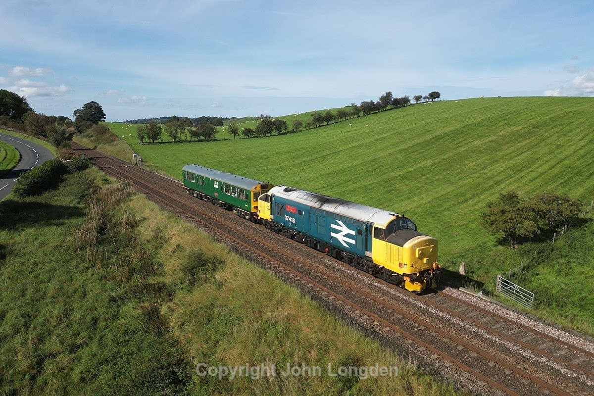 JL - 13.9.23 37418 + Caroline 2Z02 Carlisle - Newcastle, Throp - Tyne Valley (west to east)