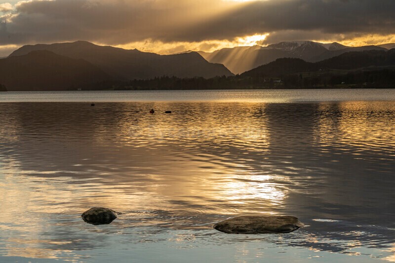 Winter sunset views over Ullswater looking towards the Helvellyn Range - Moments of Light