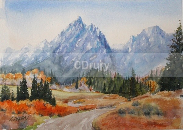 WCL01201 The Road with a Grand View - Watercolor Landscape GTNP