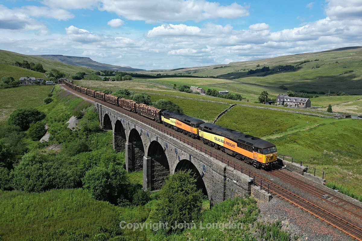 JL - 7.7.23 56090 56113 6J37 Carlisle - Chirk, Lunds Viaduct. - Lunds - Southbound