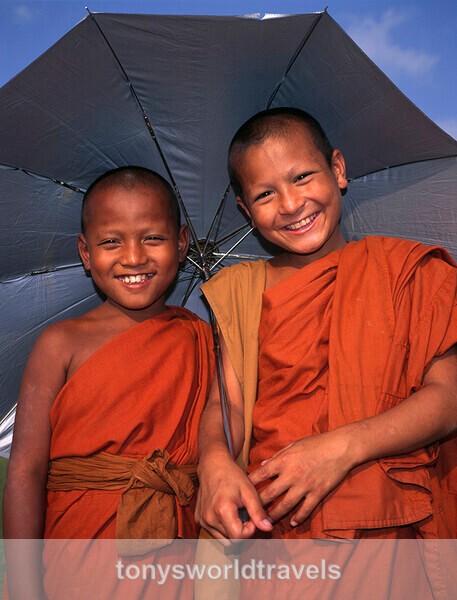 Smiling Young Monks, Bangkok, Thailand - Children