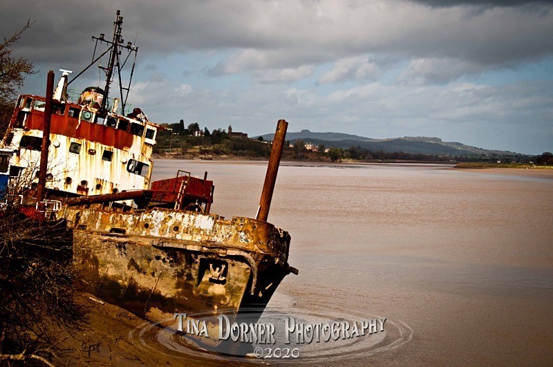 Leaning Rusty Hull at Bullo Pill by Tina Dorner Photography, Forest of Dean and Wye Valley, Gloucestershire