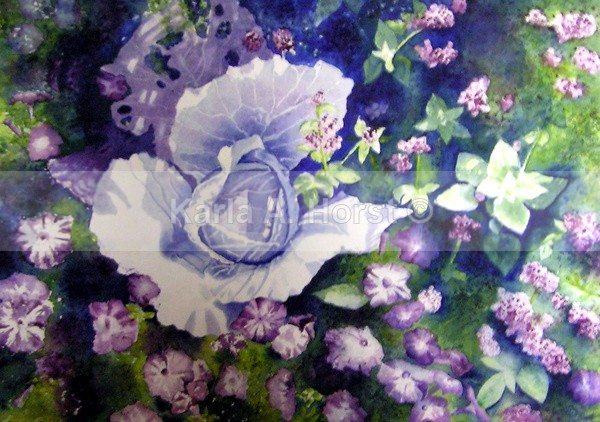 Cabbage and Petunias I - Original Art