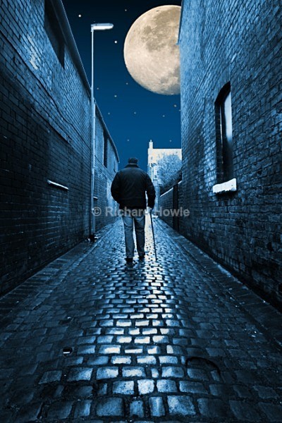 Moonlit Cobbled Entry - The Potteries by Moonlight