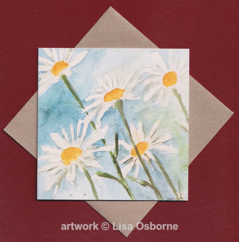 White daisies greetings card - Cards