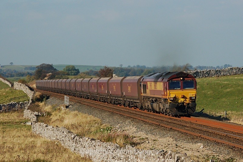 23.10.07 66173 6U53 Ayr - Drax, Quarry Cutting - Quarry Cutting