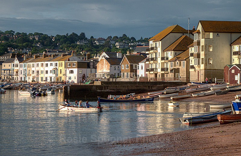 TS10 Rowing Night Teignmouth Back Beach - Greetings Cards Teignmouth and Shaldon