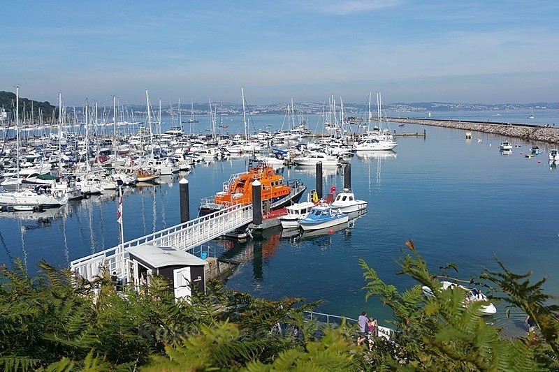 No stock BX14 -  Looking down on Brixham Marina and the Lifeboat - Greetings Cards Brixham Broadsands and Kingswear