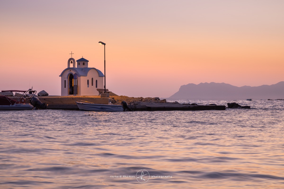 The Fishermans Church, Crete, at dawn. - Crete