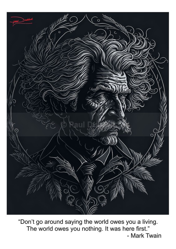 Mark Twain Inspirational Motivational Quotation Fine Art Print by Paul Duddell-Whispers & Strokes