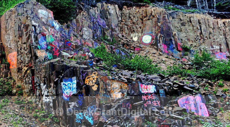 Graffiti Dark Harbour Road Grand Manan - Fundy Postcards