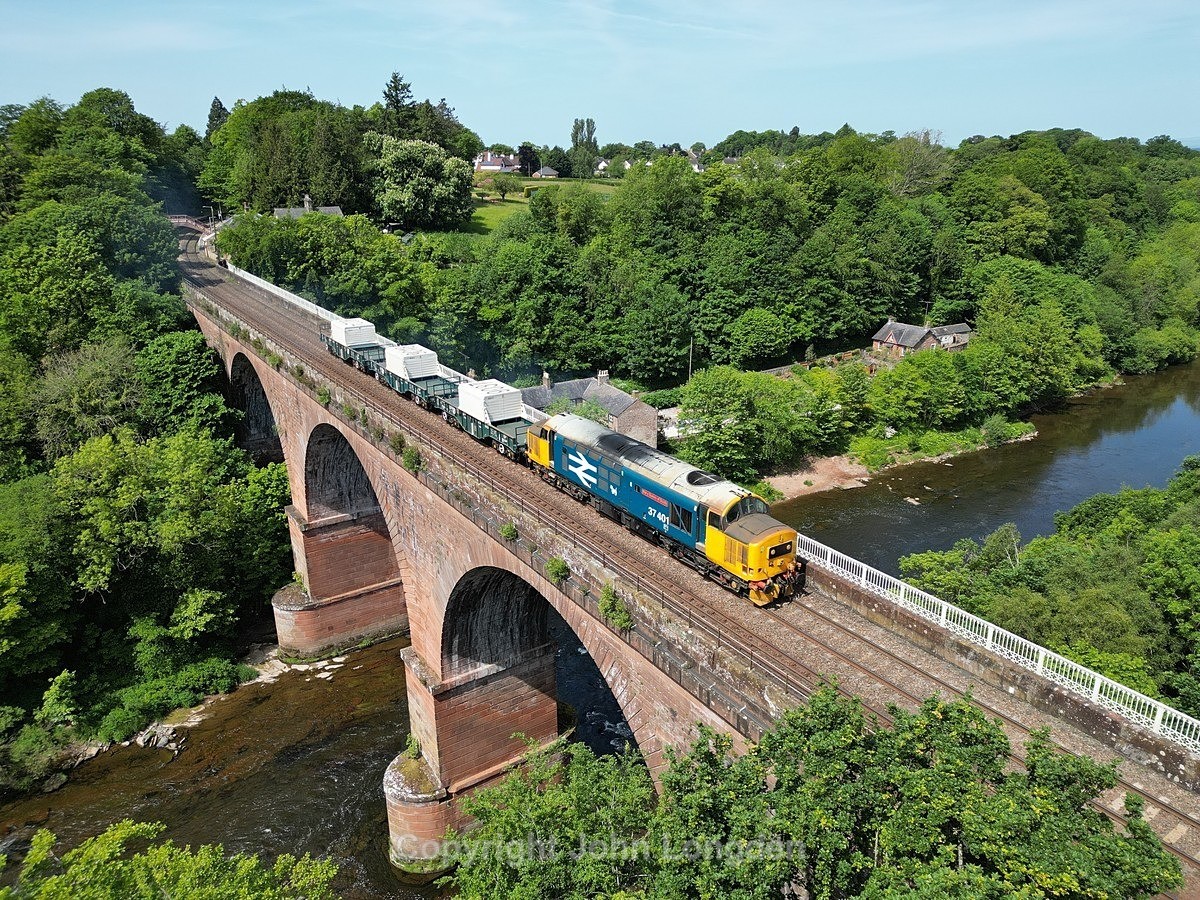 JL - 29.5.23 37401 6Z61 Carlisle Kingmoor - Doncaster Rob Rd, Wetheral - Tyne Valley (west to east)