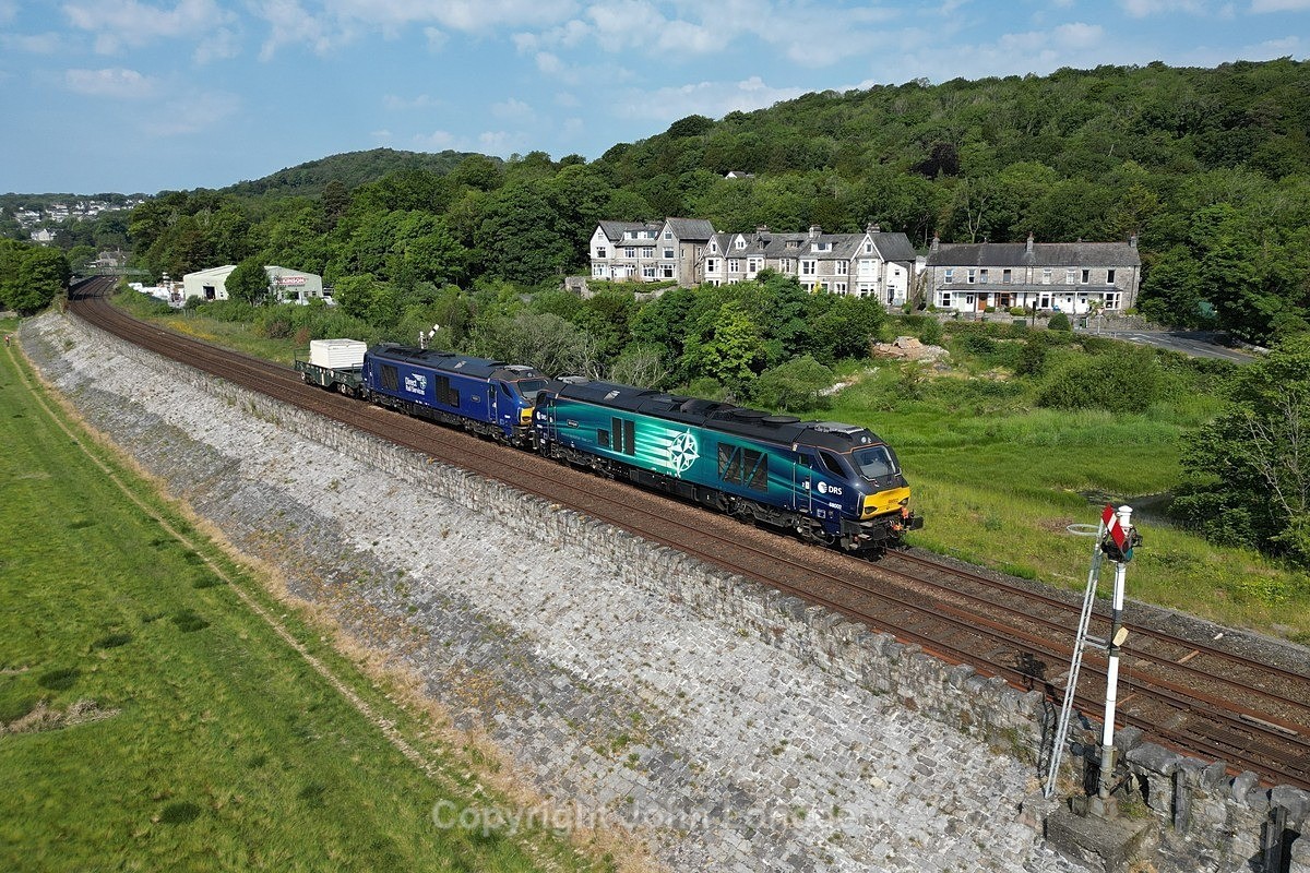 JL - 10.6.23 68002 & 68007 6K73 Sellafield - Crewe, Grange - Cumbrian Coast (north to south)