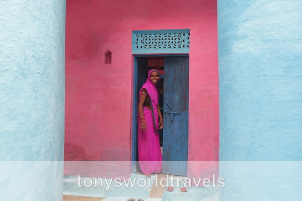 Woman in Doorway in Village, India - India