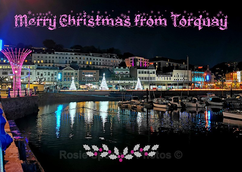 NO stock XM055 - Wonderful colours at Torquay Harbour - XMAS CARDS Torquay St Marychurch, Babbacombe and Cockington